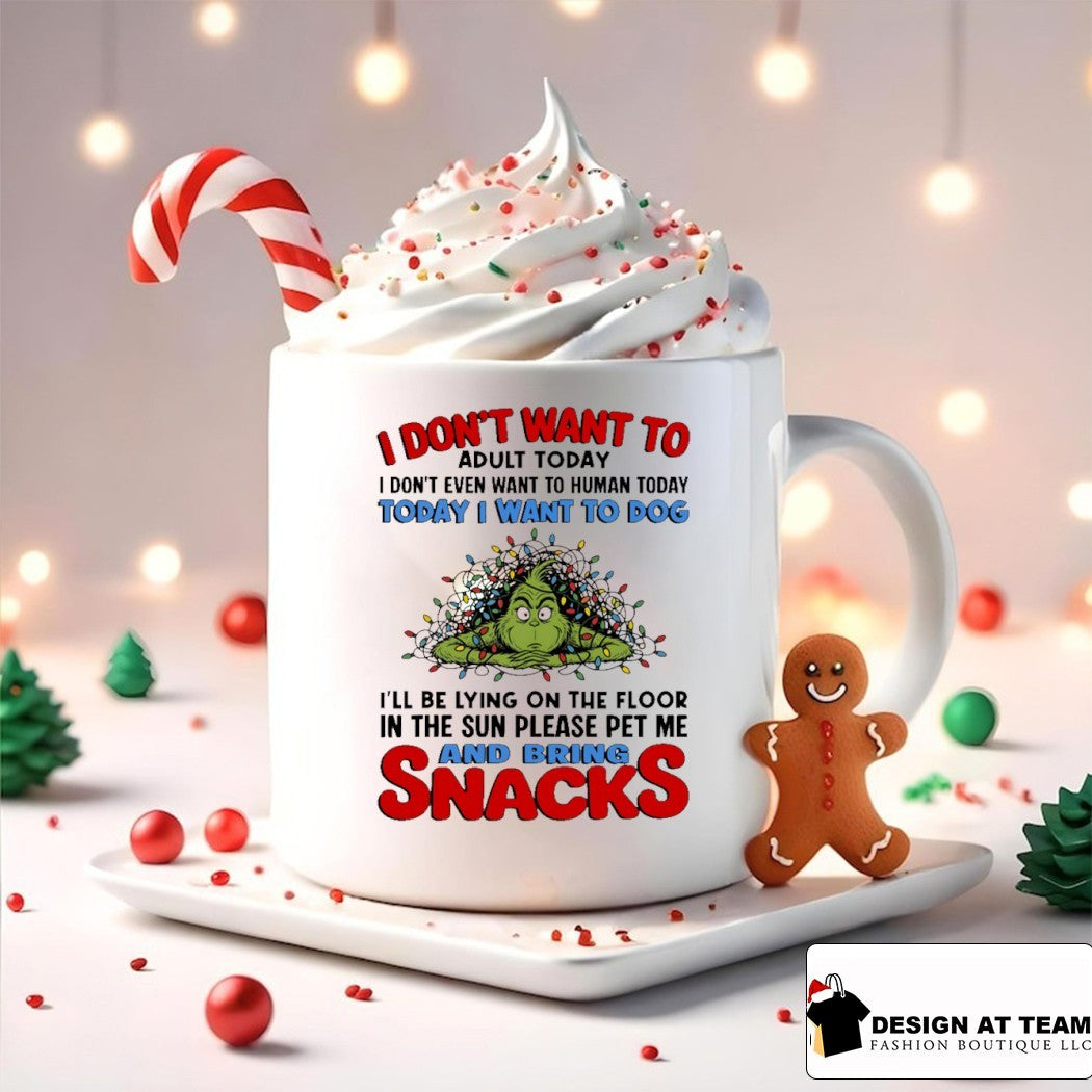 Grinch Christmas light I don’t want to adult today please pet me and bring snacks shirt