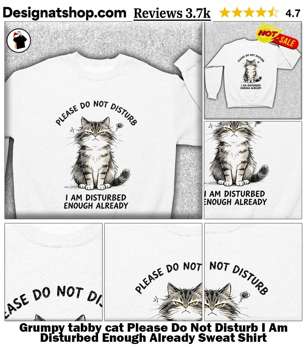 Grumpy tabby cat Please Do Not Disturb I Am Disturbed Enough Already shirt