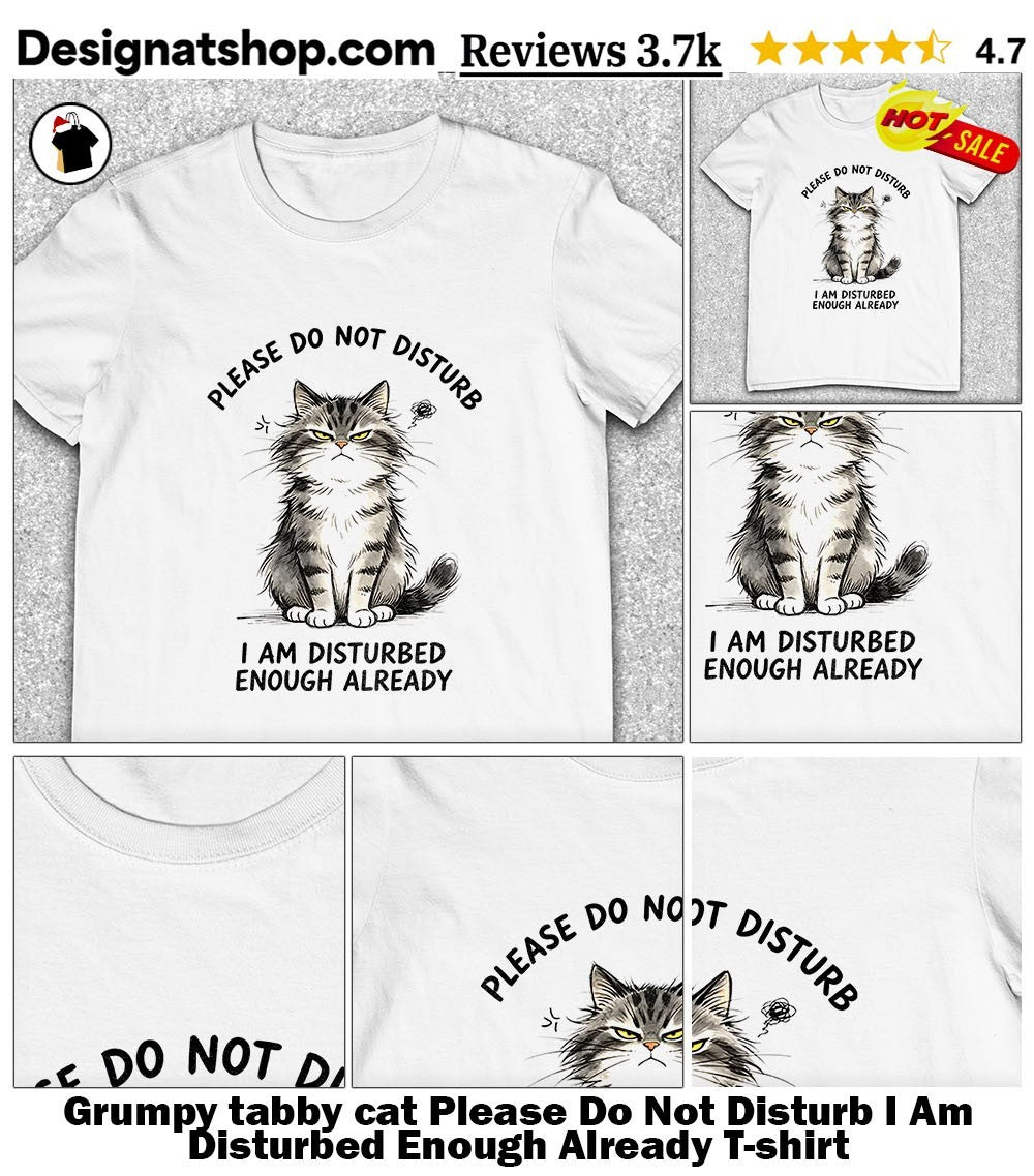 Grumpy tabby cat Please Do Not Disturb I Am Disturbed Enough Already shirt