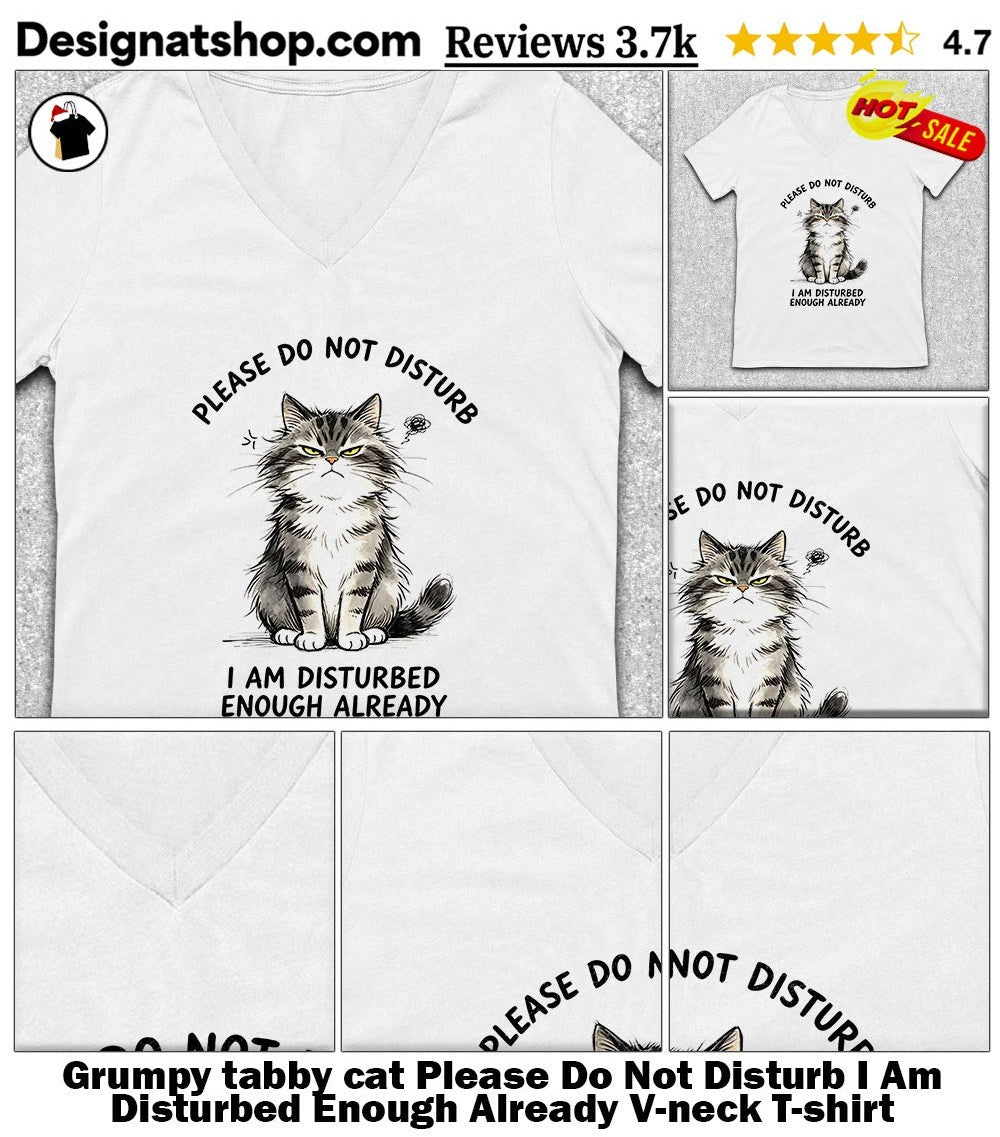 Grumpy tabby cat Please Do Not Disturb I Am Disturbed Enough Already shirt