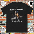 Grunge raccoon holding bubble tea take it up with Jesus shirt
