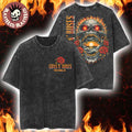 Guns N Roses Porto Alegre Brazil 2026 Venue Merch Tee At Jockey Club On April 1 2026 Flaming Skull Vintage Washed Tee