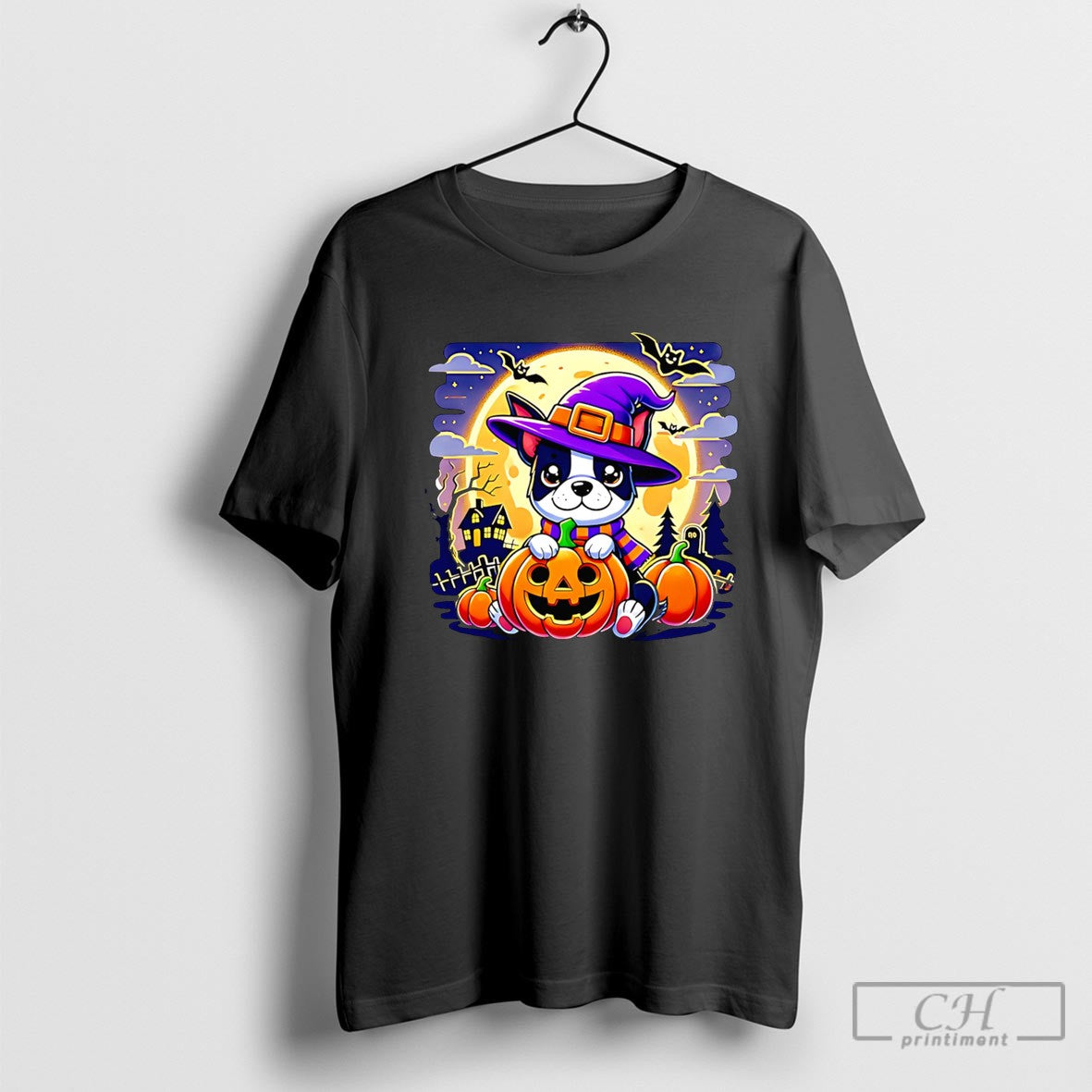 Halloween Boston Terrier Dog Breed With Jack O Lantern Shirt Sweater