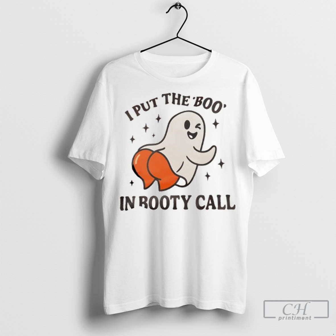 Halloween Ghost I Put The Boo In Booty Call Ladies T Shirt Jpg