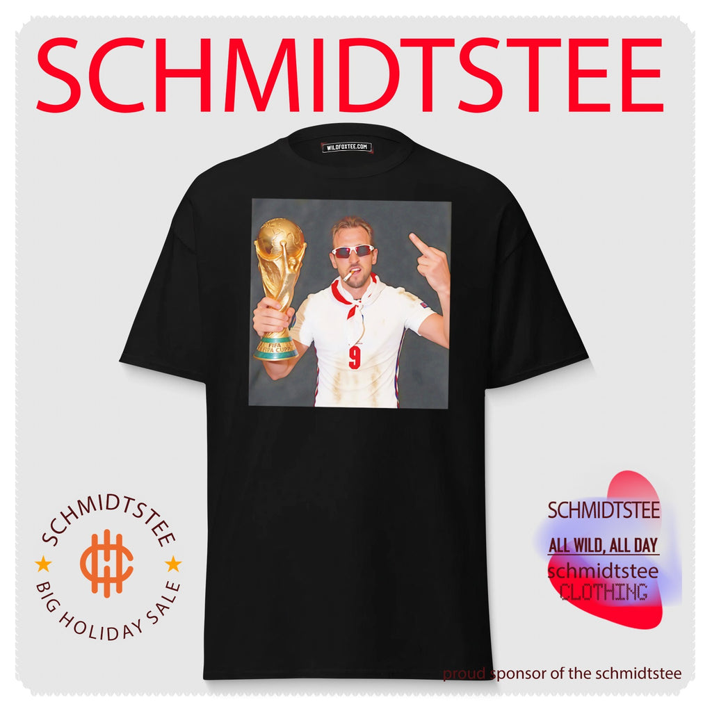 Harry Kane 2026 World Cup holding trophy middle finger shirt