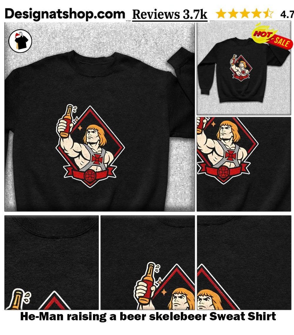 He-Man raising a beer skelebeer shirt