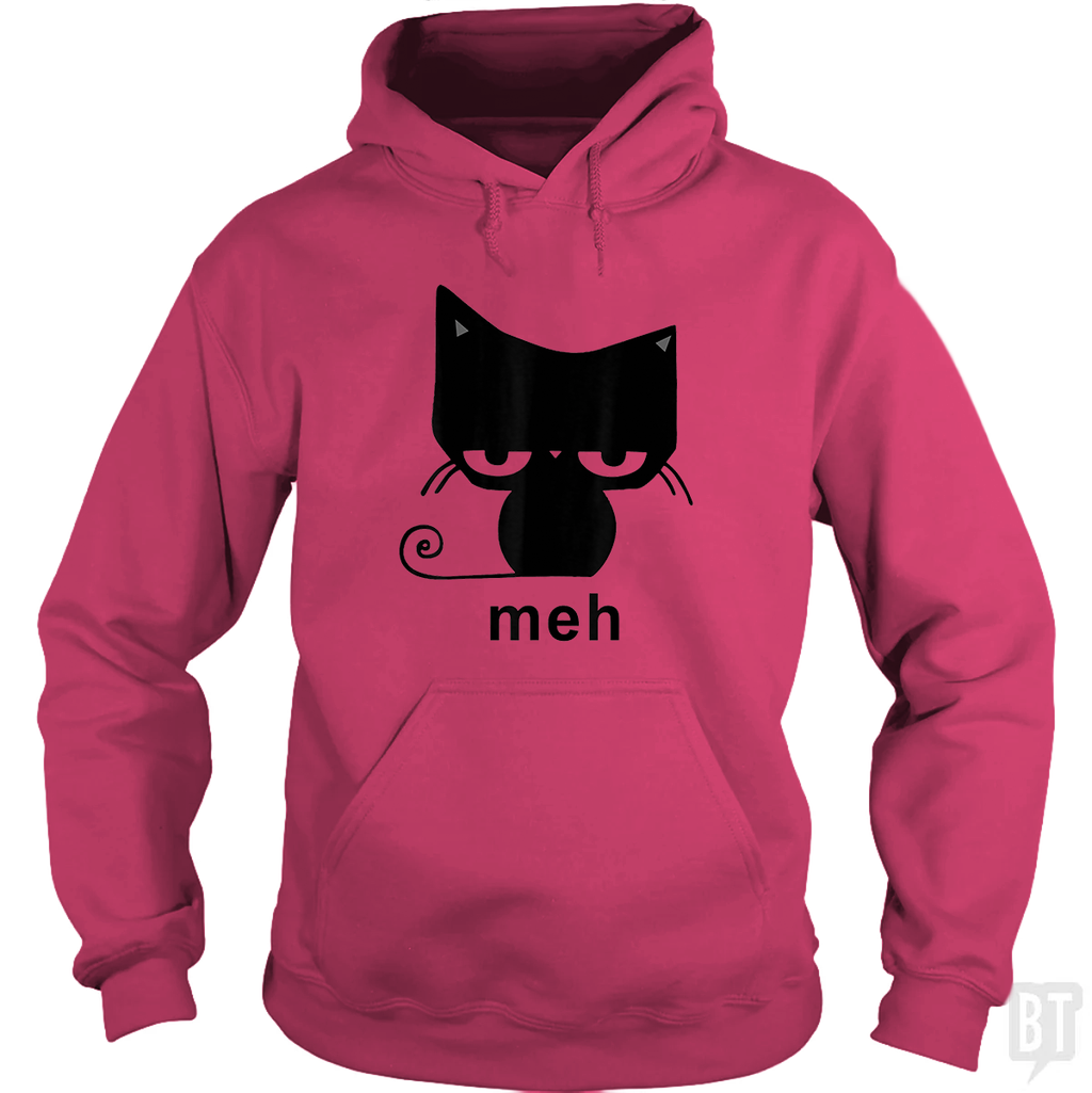 Meh Black Cat Funny Hoodie