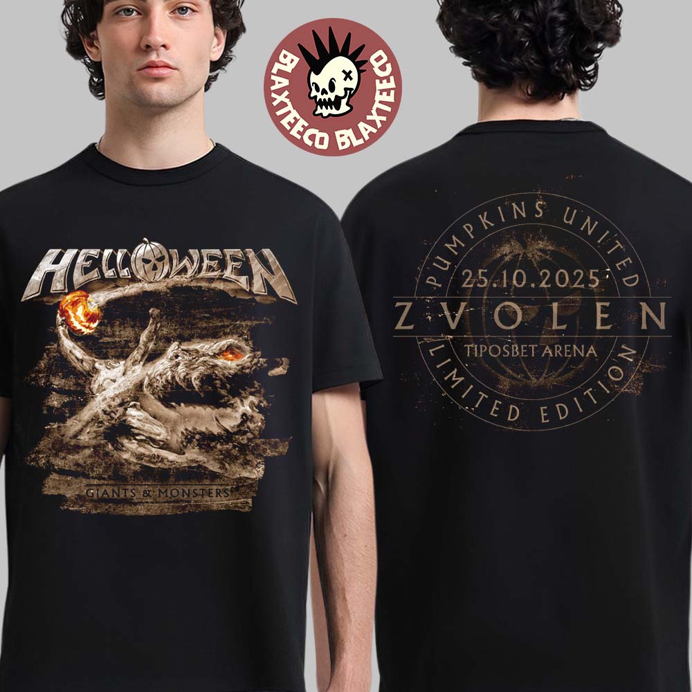 Helloween Giants And Monsters Tour 2025 Vintage Orange Pumpkin Zvolen At Tiposbet Arena On November 25 2025 T-Shirt