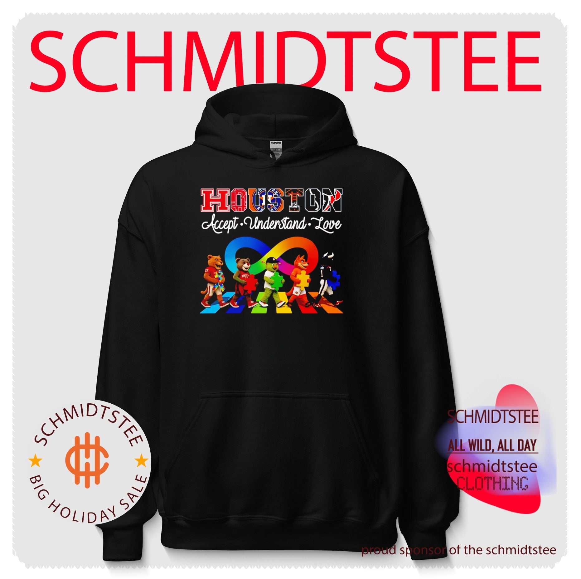 Houston Accept Understand Love Autism Awareness Mascot Graphic shirt