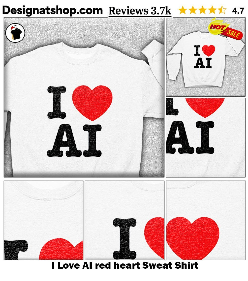 I Love AI red heart shirt