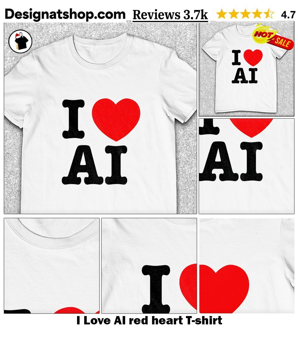 I Love AI red heart shirt