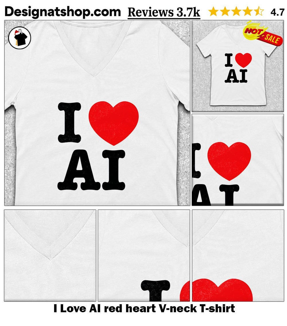 I Love AI red heart shirt
