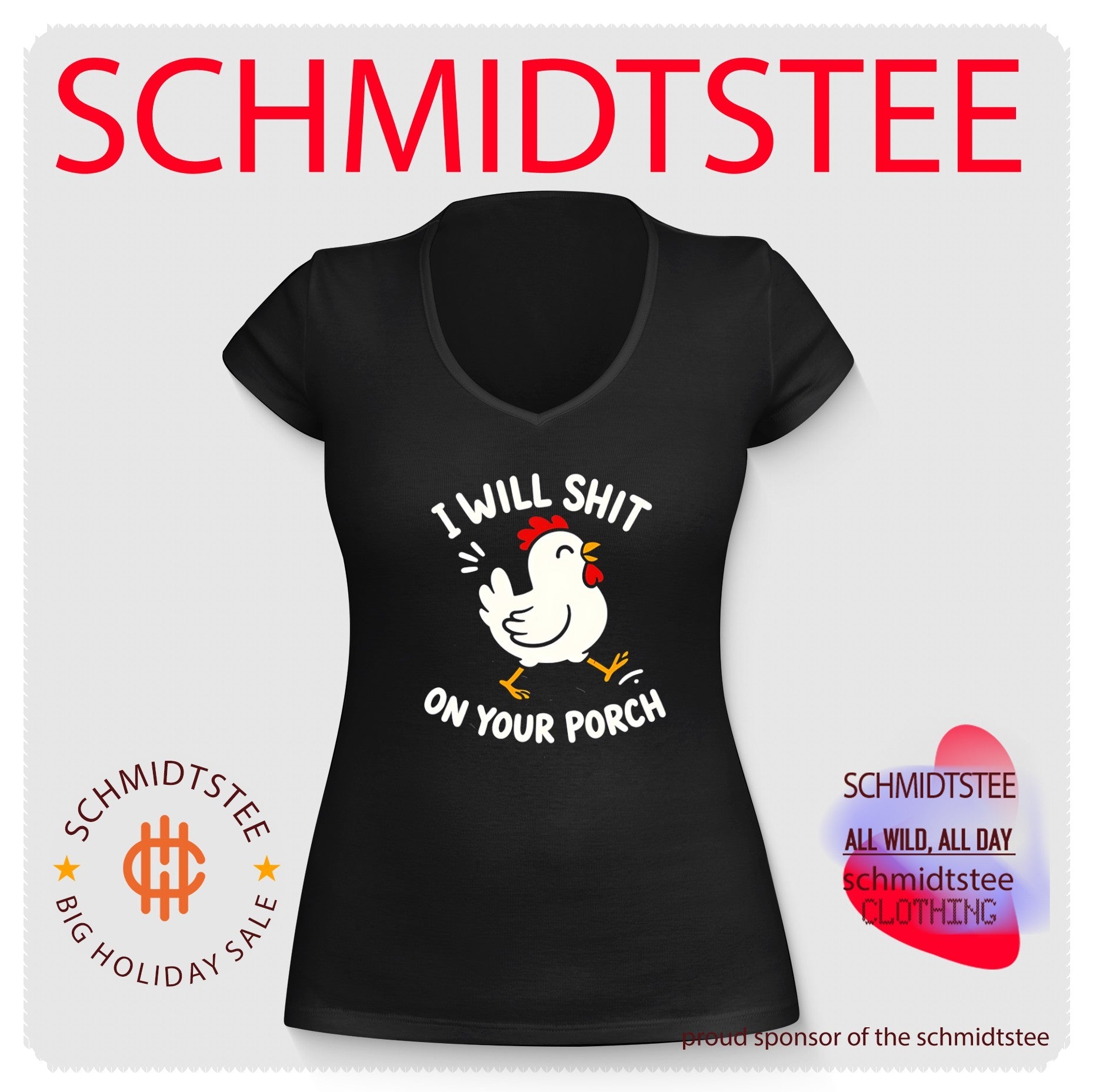 I will shit on your porch cartoon chicken shirt