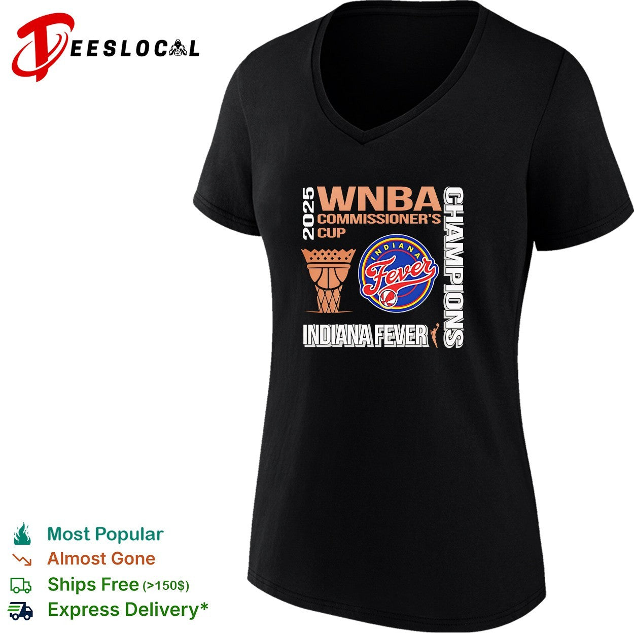 Indiana Fever 2025 WNBA Commissioner’s Cup champions hoop shirt