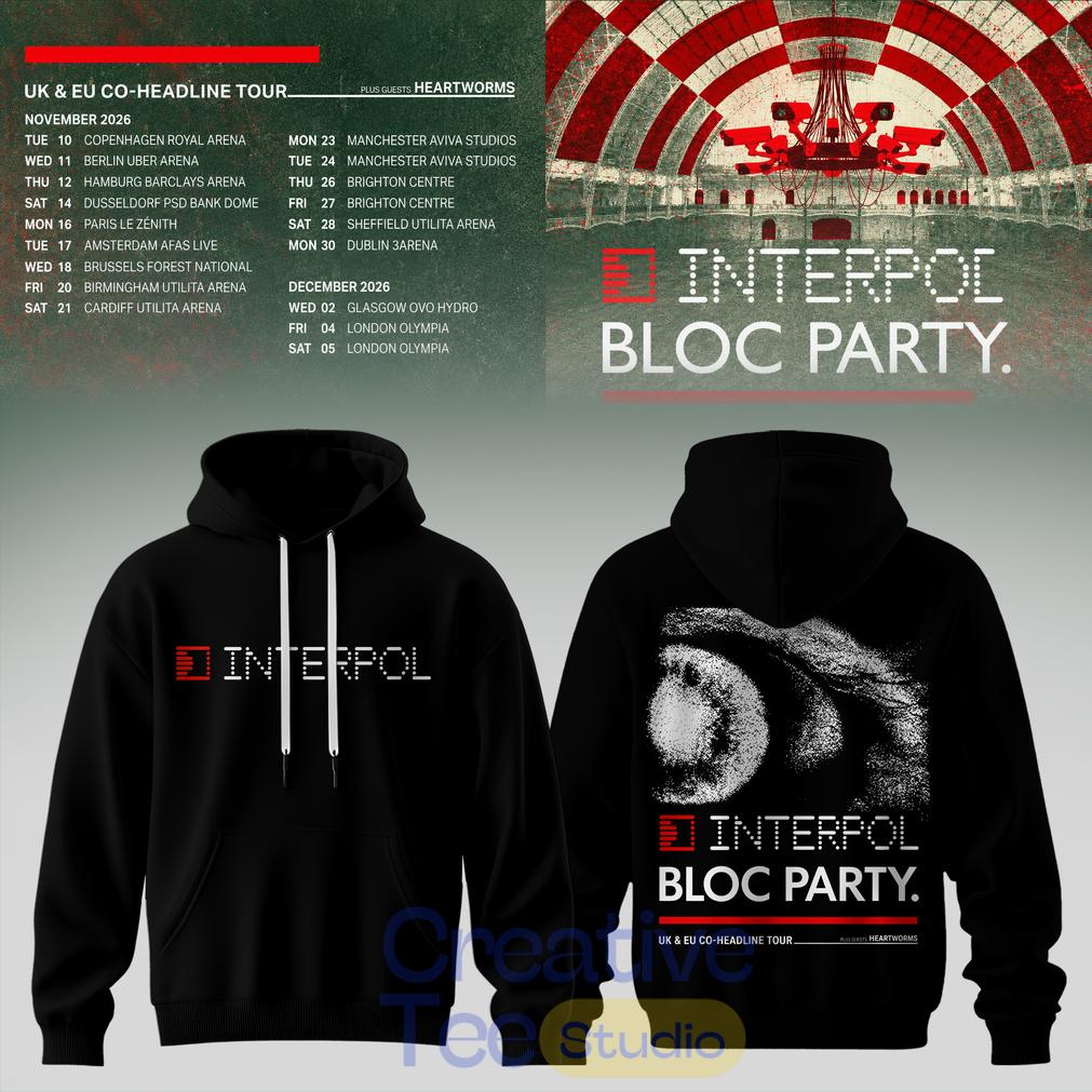 Interpol x Bloc Party UK & EU Tour 2026 Black Hoodie