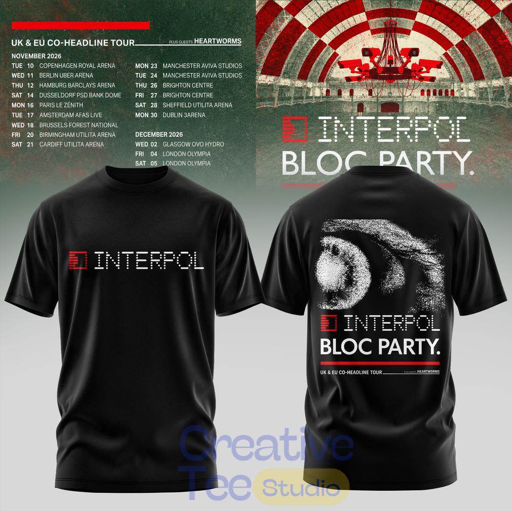 Interpol x Bloc Party UK & EU Tour 2026 Black Hoodie