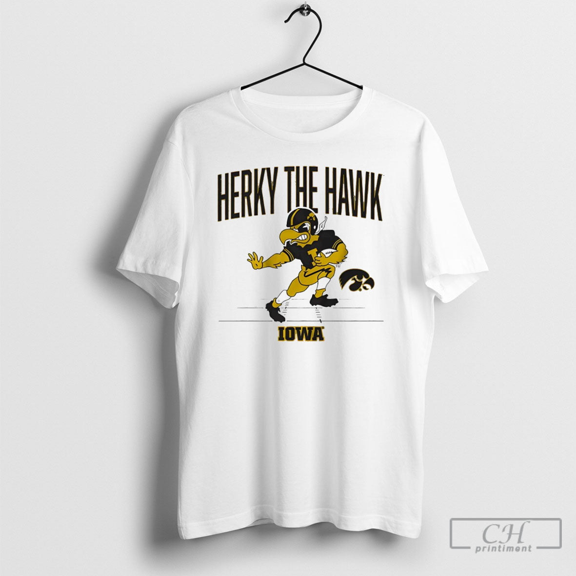 Iowa Hawkeyes Football Herky The Hawk Gridiron Mascot Shirt Tee