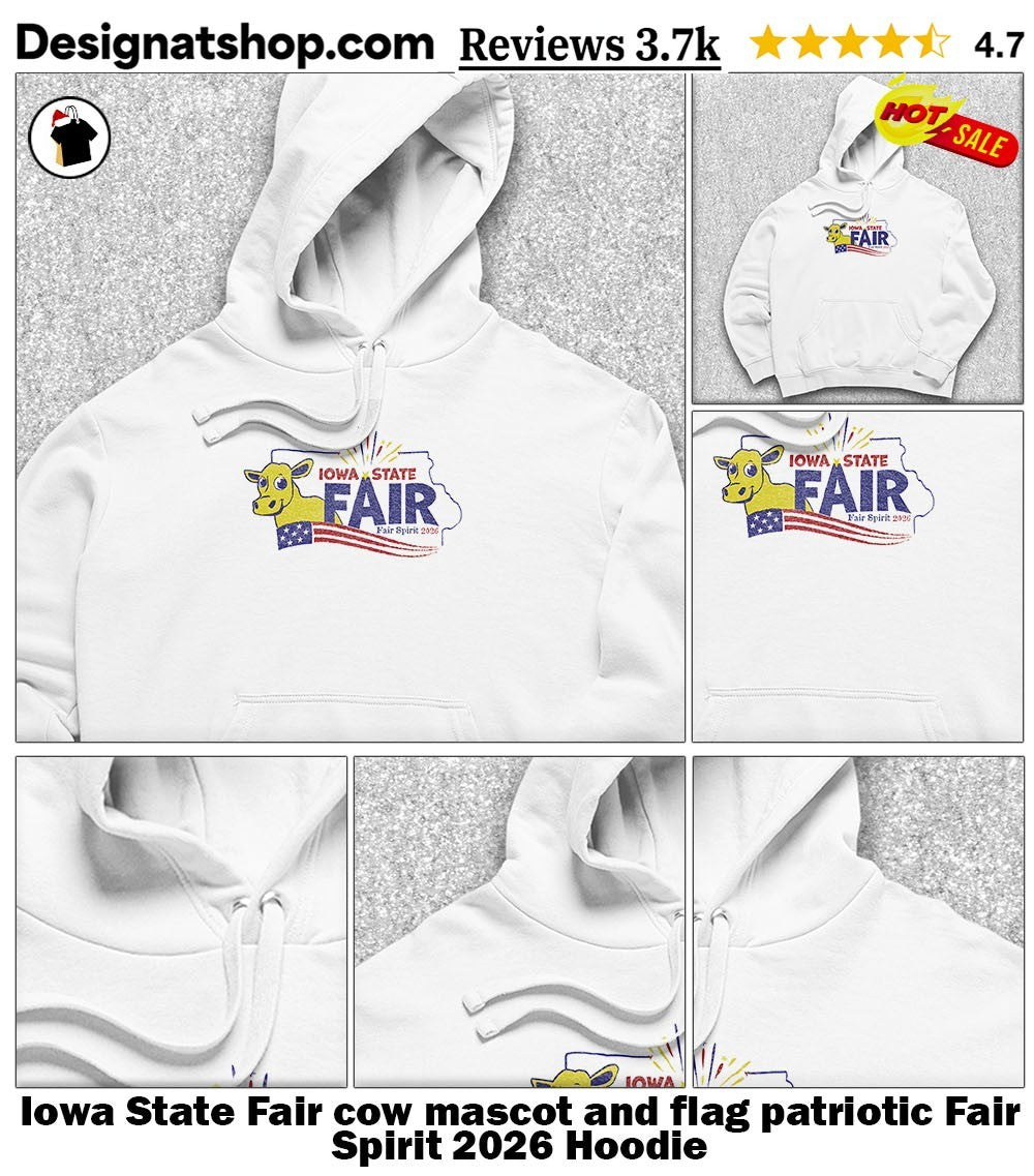 Iowa State Fair cow mascot and flag patriotic Fair Spirit 2026 shirt
