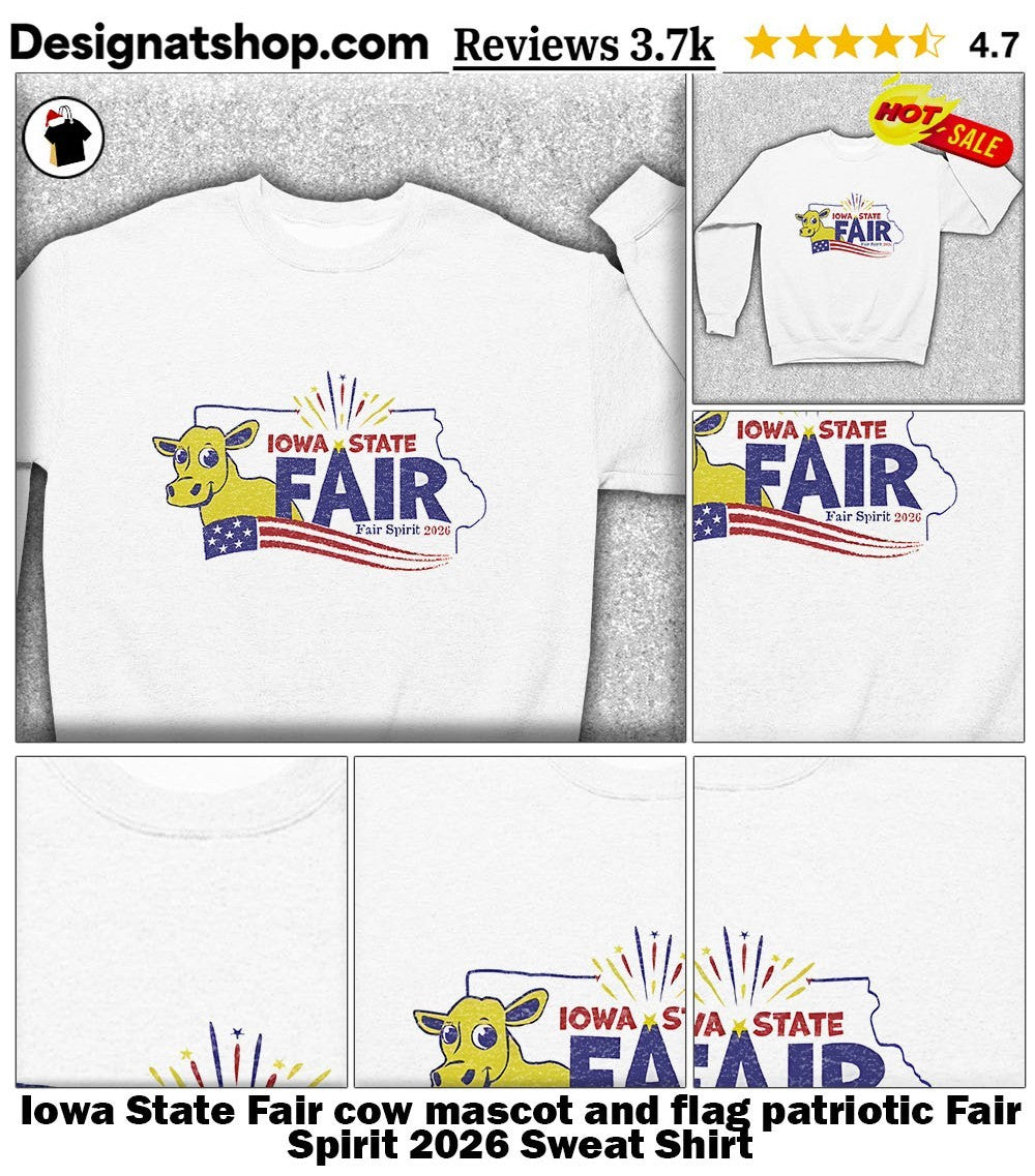 Iowa State Fair cow mascot and flag patriotic Fair Spirit 2026 shirt