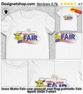 Iowa State Fair cow mascot and flag patriotic Fair Spirit 2026 shirt