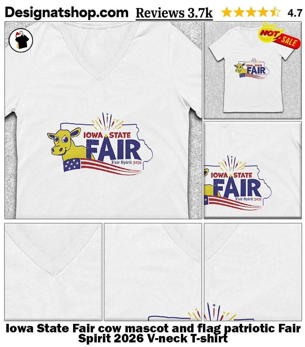 Iowa State Fair cow mascot and flag patriotic Fair Spirit 2026 shirt