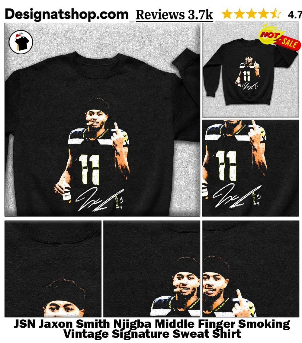 JSN Jaxon Smith Njigba Middle Finger Smoking Vintage Signature shirt