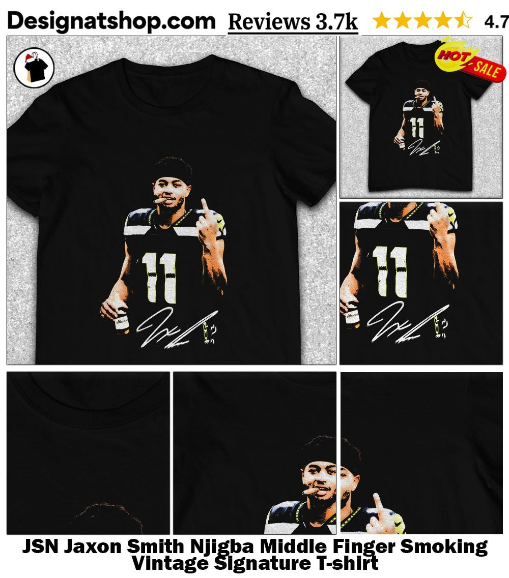 JSN Jaxon Smith Njigba Middle Finger Smoking Vintage Signature shirt