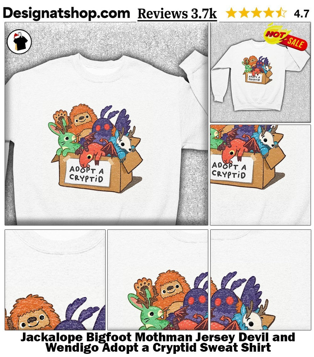 Jackalope Bigfoot Mothman Jersey Devil and Wendigo Adopt a Cryptid shirt