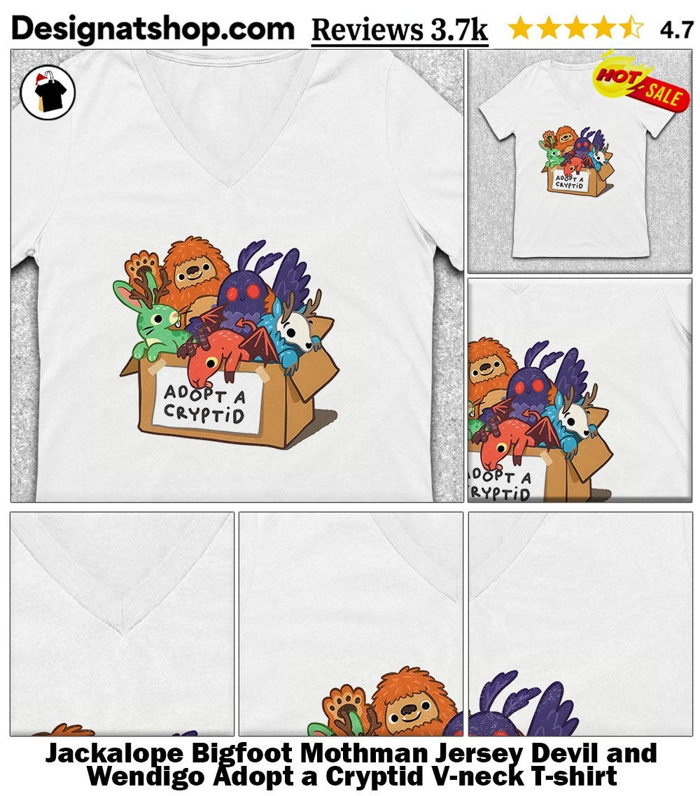 Jackalope Bigfoot Mothman Jersey Devil and Wendigo Adopt a Cryptid shirt