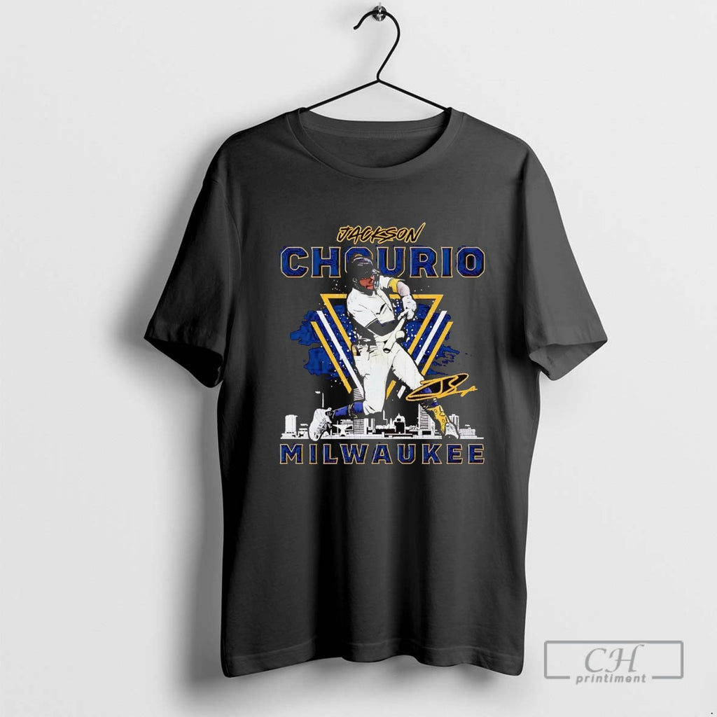Jackson Chourio Batting Skyline Signature Milwaukee Brewers Shirt Sweater