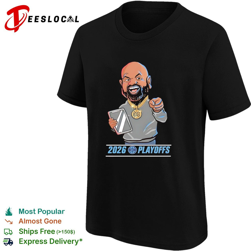Jalen Duren wearing JB Bickerstaff Detroit Pistons 2026 Playoffs shirt