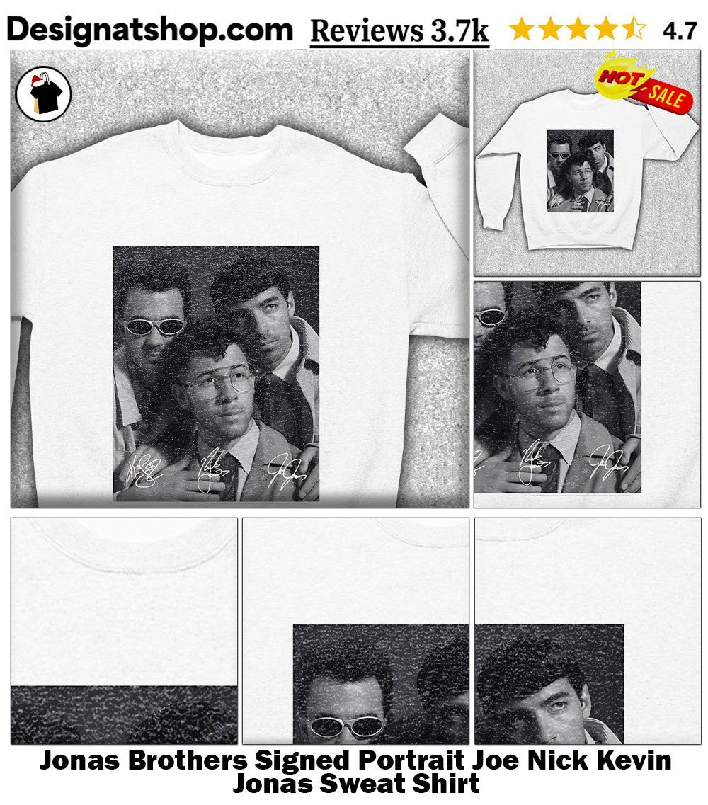 Jonas Brothers Signed Portrait Joe Nick Kevin Jonas shirt