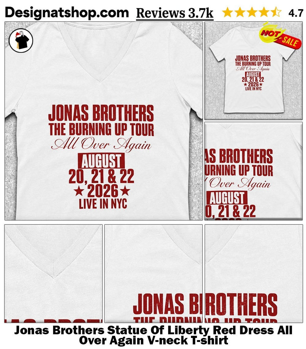 Jonas Brothers Statue Of Liberty Red Dress All Over Again shirt
