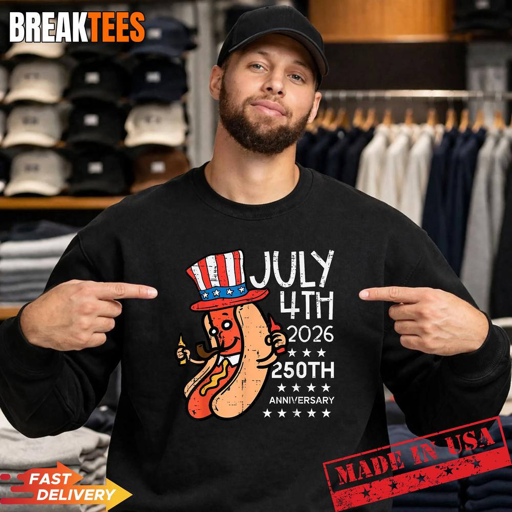 July 4th 2026 250th Anniversary Hotdog 250 Years USA T-Shirt