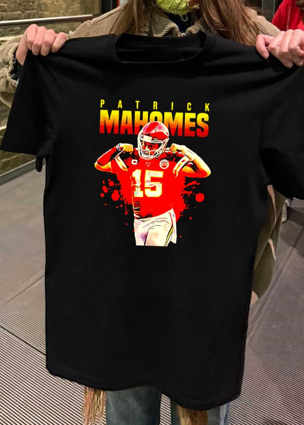 Kansas City Chiefs Apparel Patrick Mahomes Flexing Football T-Shirt