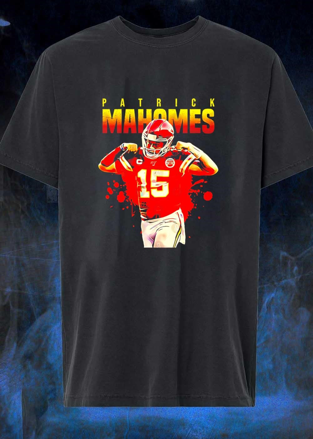 Kansas City Chiefs Apparel Patrick Mahomes Flexing Football T-Shirt