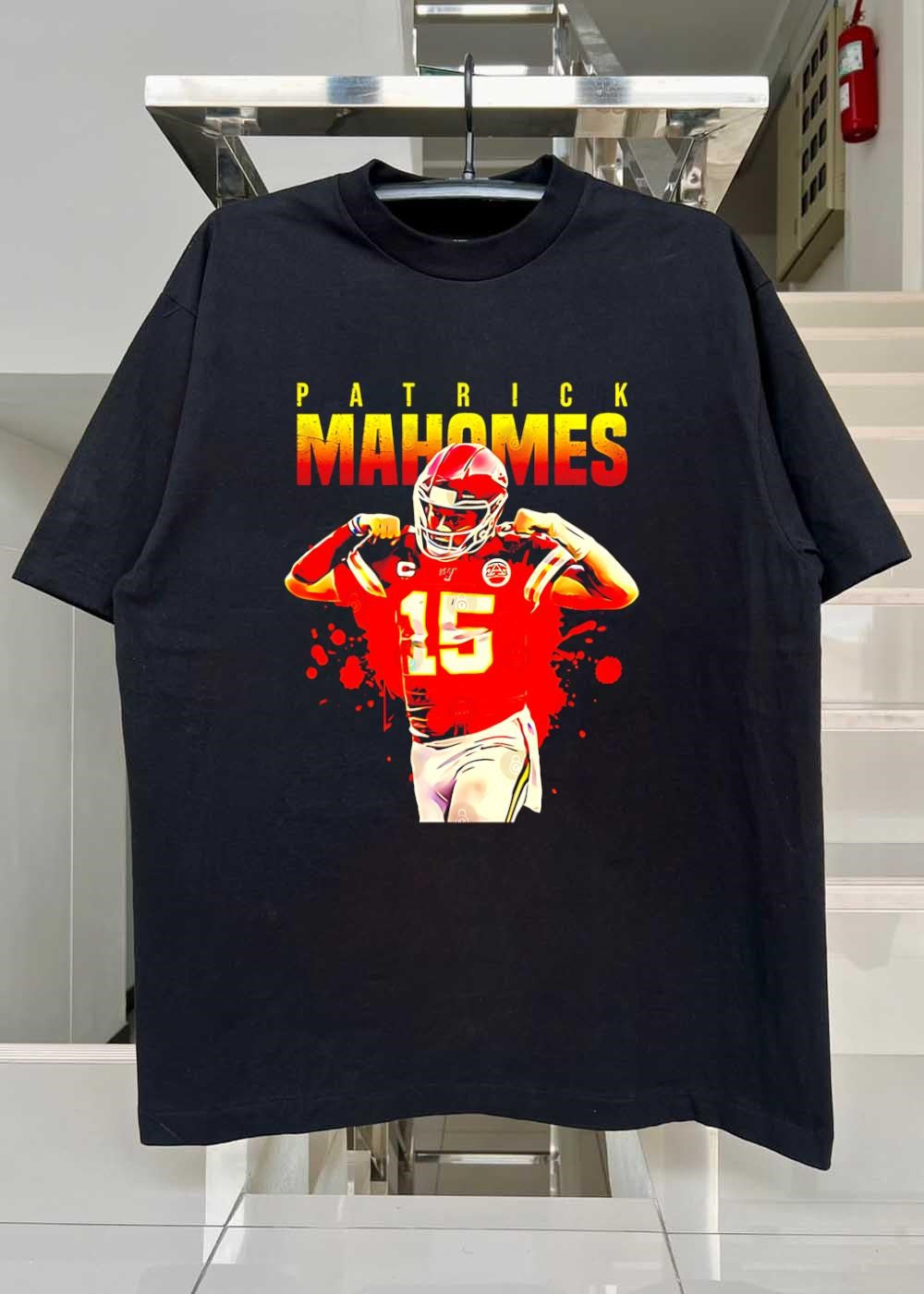 Kansas City Chiefs Apparel Patrick Mahomes Flexing Football T-Shirt