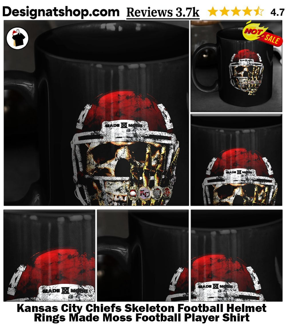 Kansas City Chiefs Skeleton Football Helmet Rings Made Moss Football Player Shirt