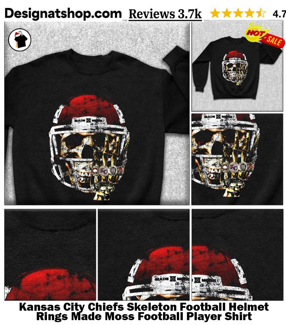 Kansas City Chiefs Skeleton Football Helmet Rings Made Moss Football Player Shirt