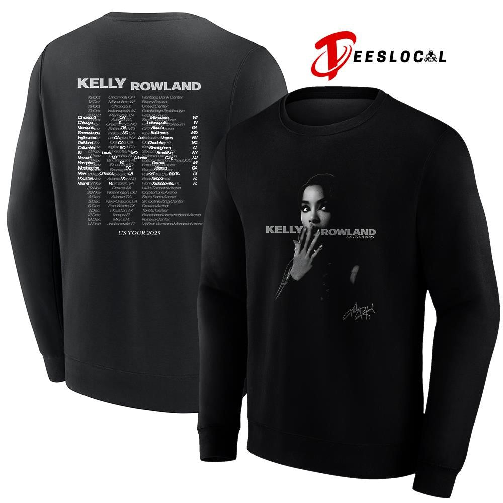 Kelly Rowland US Tour black and white photo tour dates signature portrait shirt