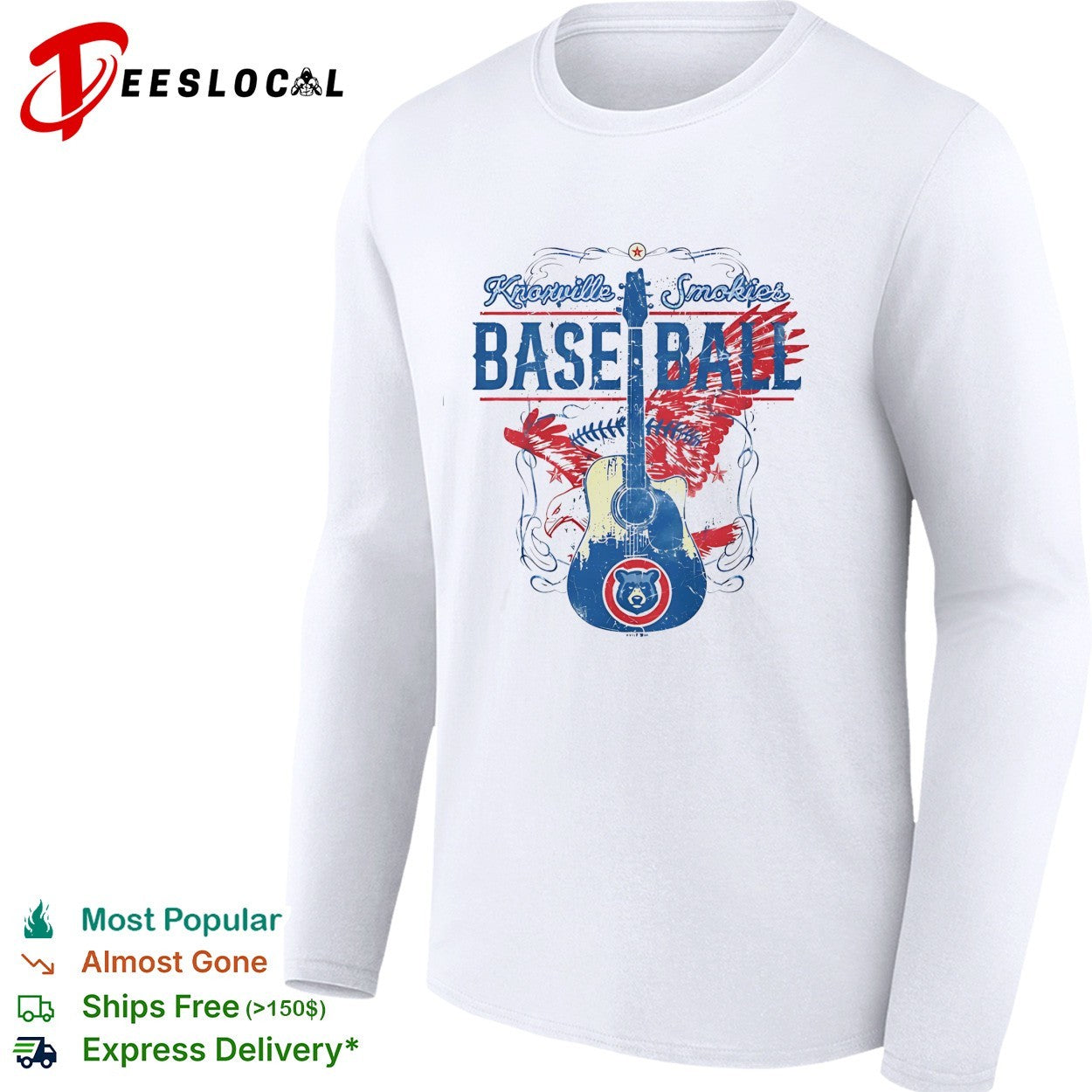 Knoxville Smokies baseball guitar shirt