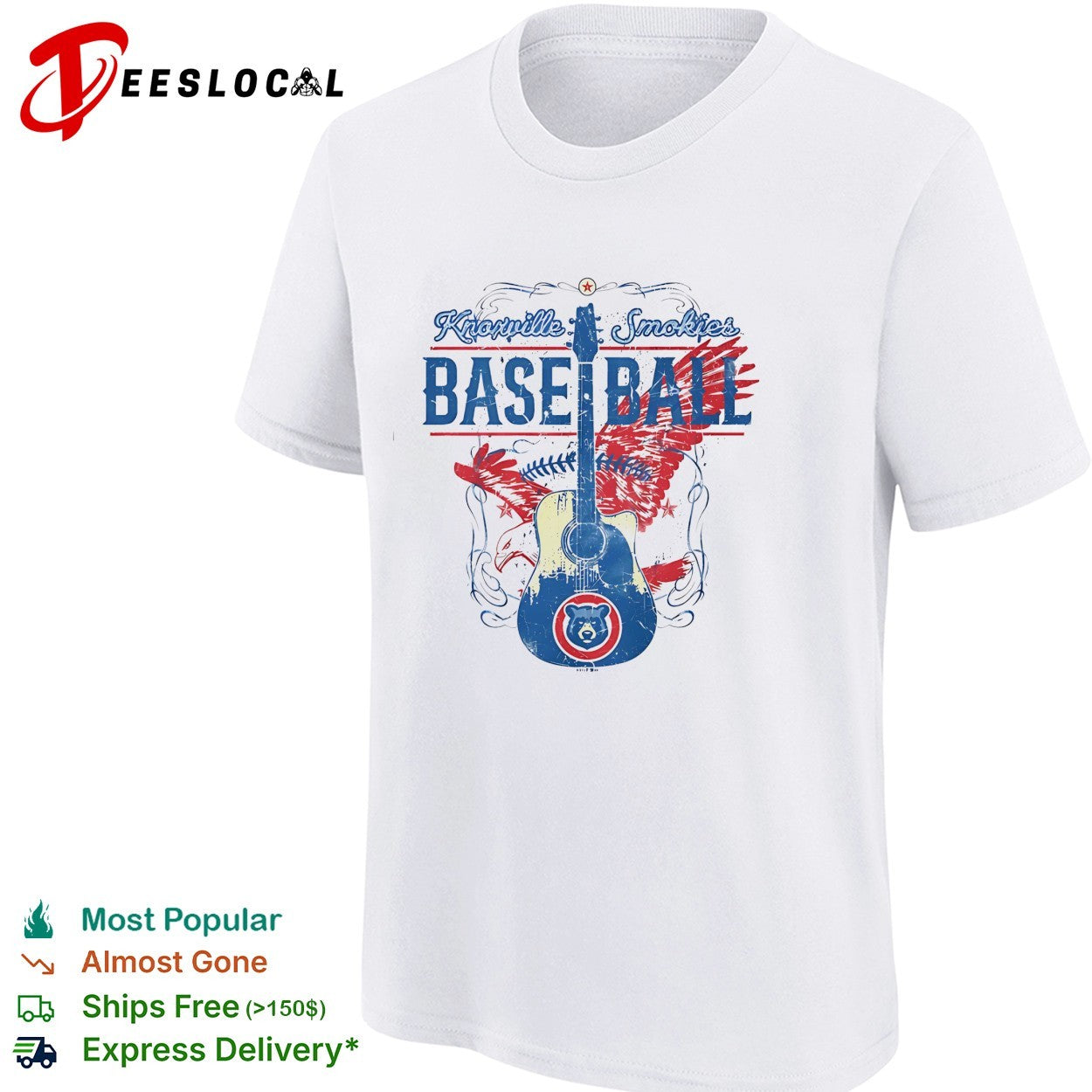 Knoxville Smokies baseball guitar shirt