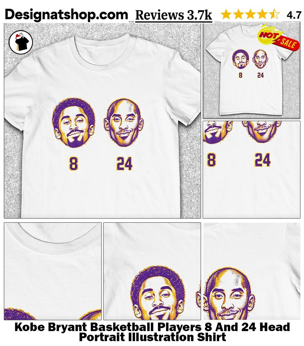 Kobe Bryant Basketball Players 8 And 24 Head Portrait Illustration Shirt