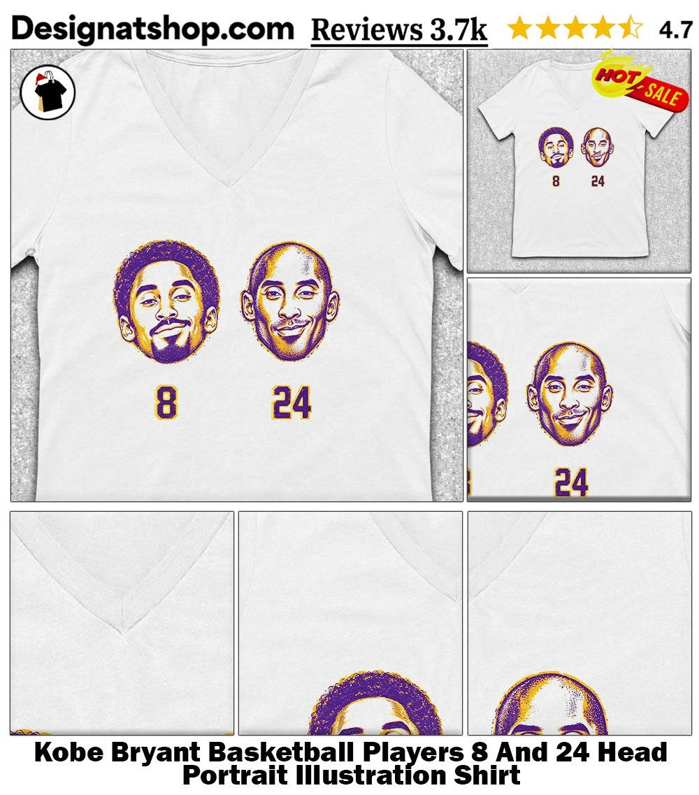 Kobe Bryant Basketball Players 8 And 24 Head Portrait Illustration Shirt