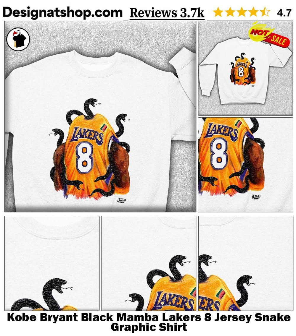 Kobe Bryant Black Mamba Lakers 8 Jersey Snake Graphic Shirt