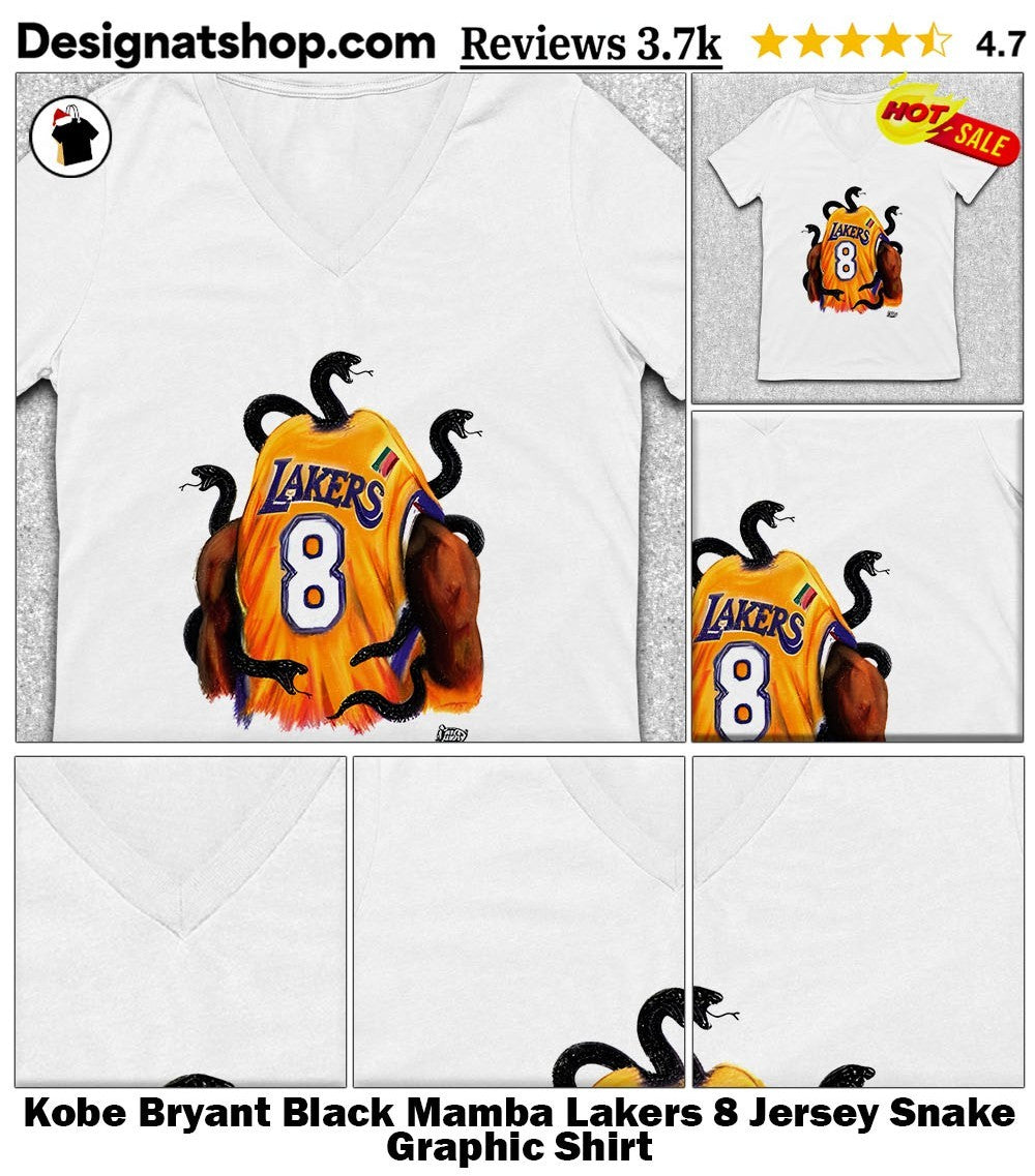 Kobe Bryant Black Mamba Lakers 8 Jersey Snake Graphic Shirt