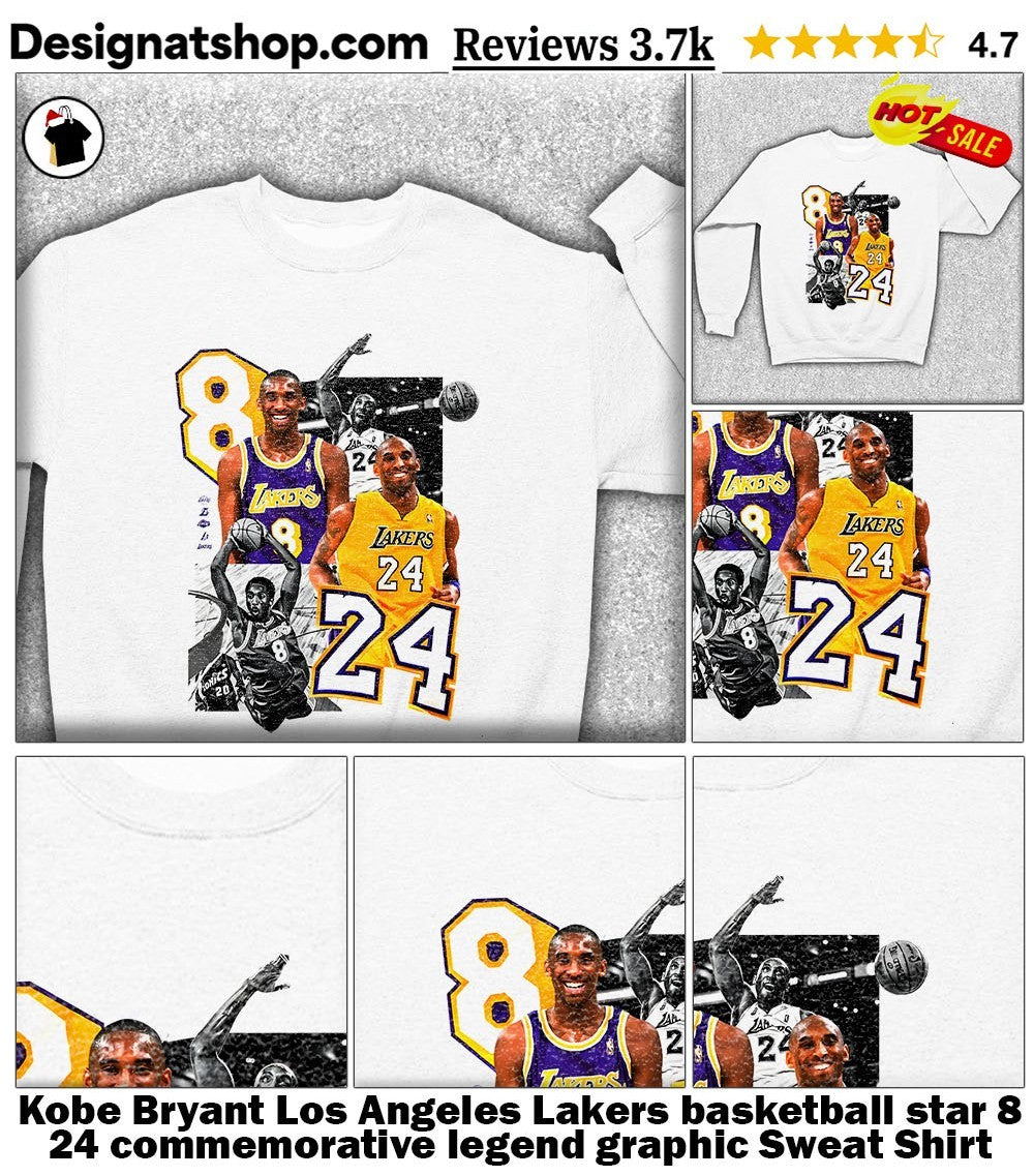 Kobe Bryant Los Angeles Lakers basketball star 8 24 commemorative legend graphic shirt
