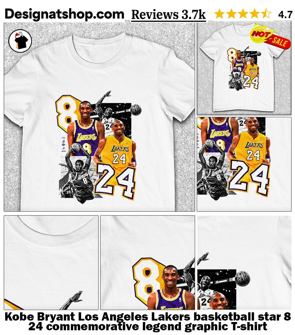 Kobe Bryant Los Angeles Lakers basketball star 8 24 commemorative legend graphic shirt