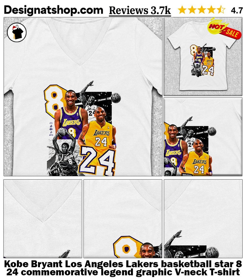 Kobe Bryant Los Angeles Lakers basketball star 8 24 commemorative legend graphic shirt