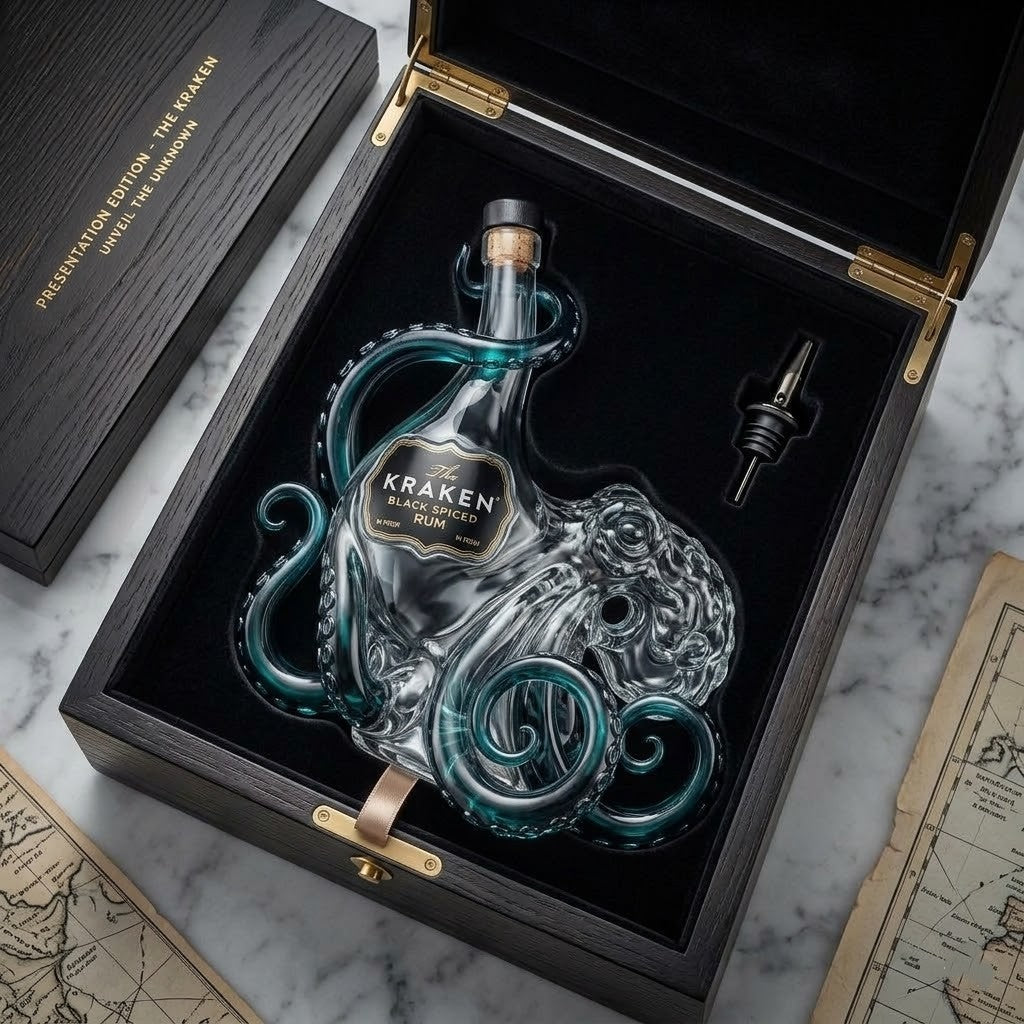 The Kraken Black Spiced Rum Octopus Whiskey Decanter